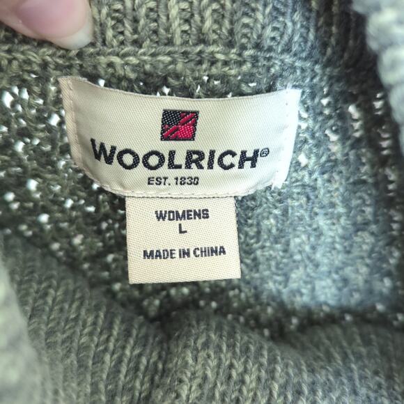 Woolrich Women's Cardigan Sweater Olive Green Heavy Knit Heritage Cotton Large - Picture 3 of 8